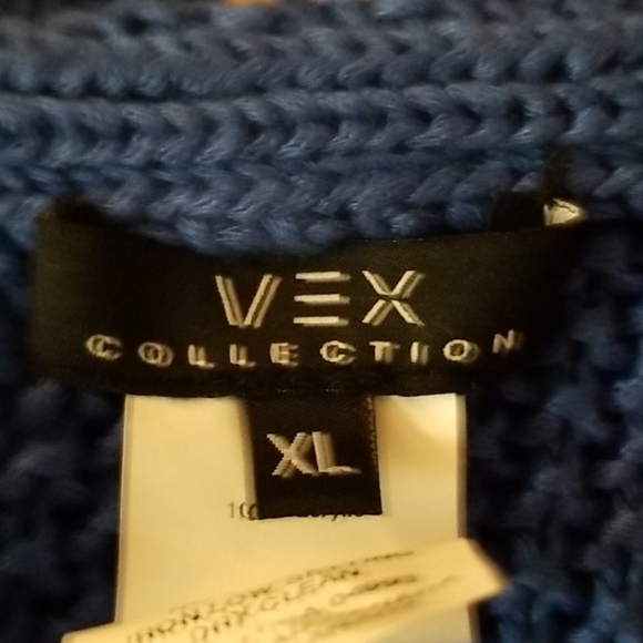 Vex Collection 1 button Blue Cotton Cardigan XL - Picture 6 of 8